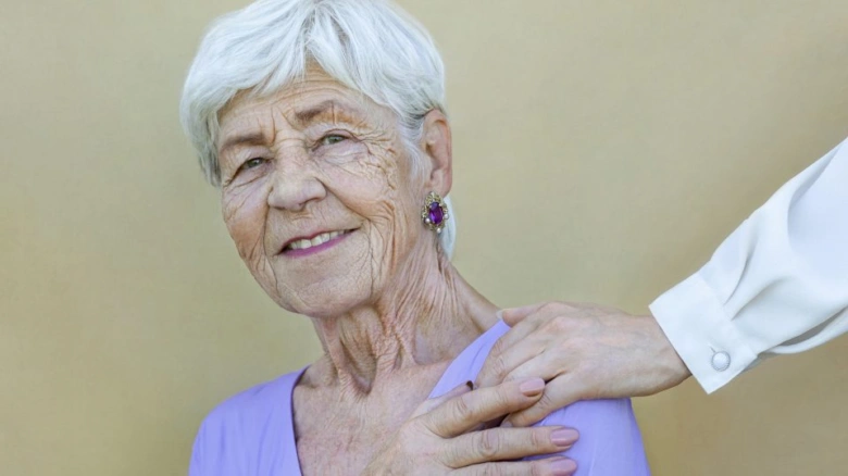 Elderly woman receiving care