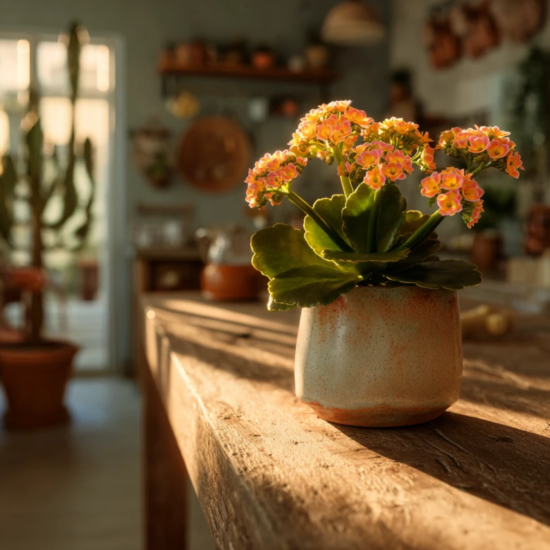 Potted kalanchoe plant with flowers